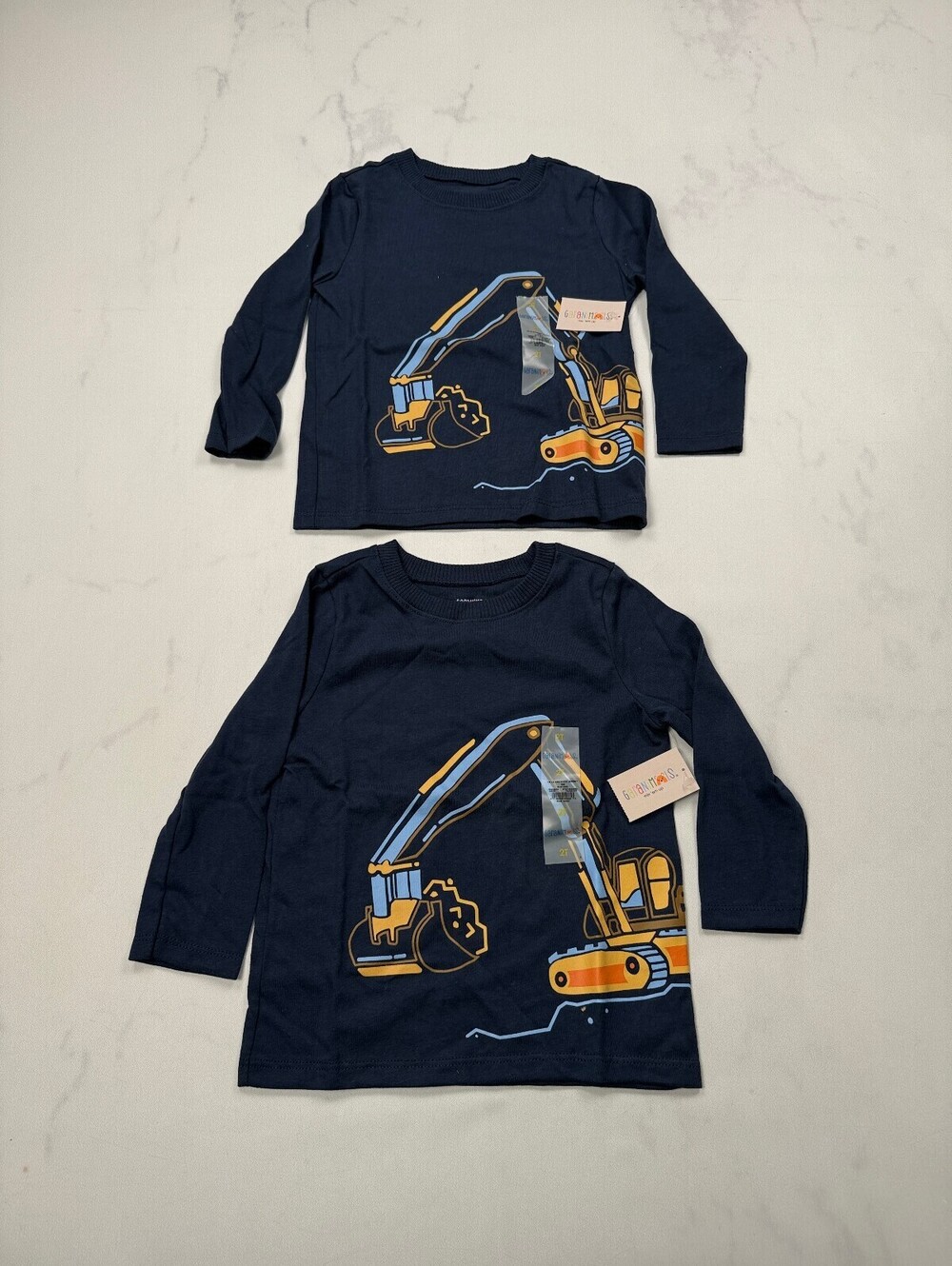Garanimals Excavator Graphic Tee Navy Modern Statement Piece Lot of 2 - Boys 2T